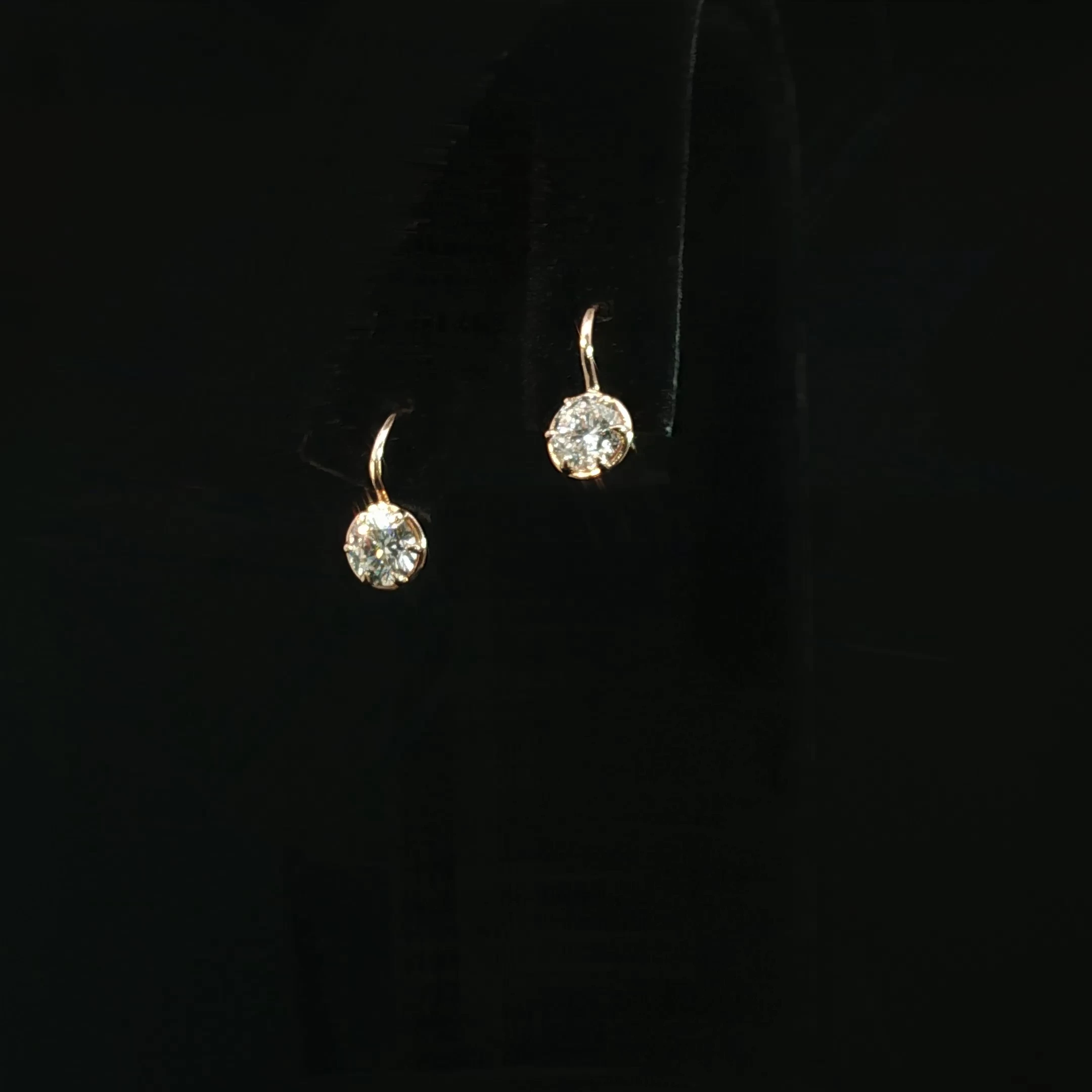 Round Solitaire Drop Lab Grown Diamond Hoop Earrings with 1.24 CTW - Image 3