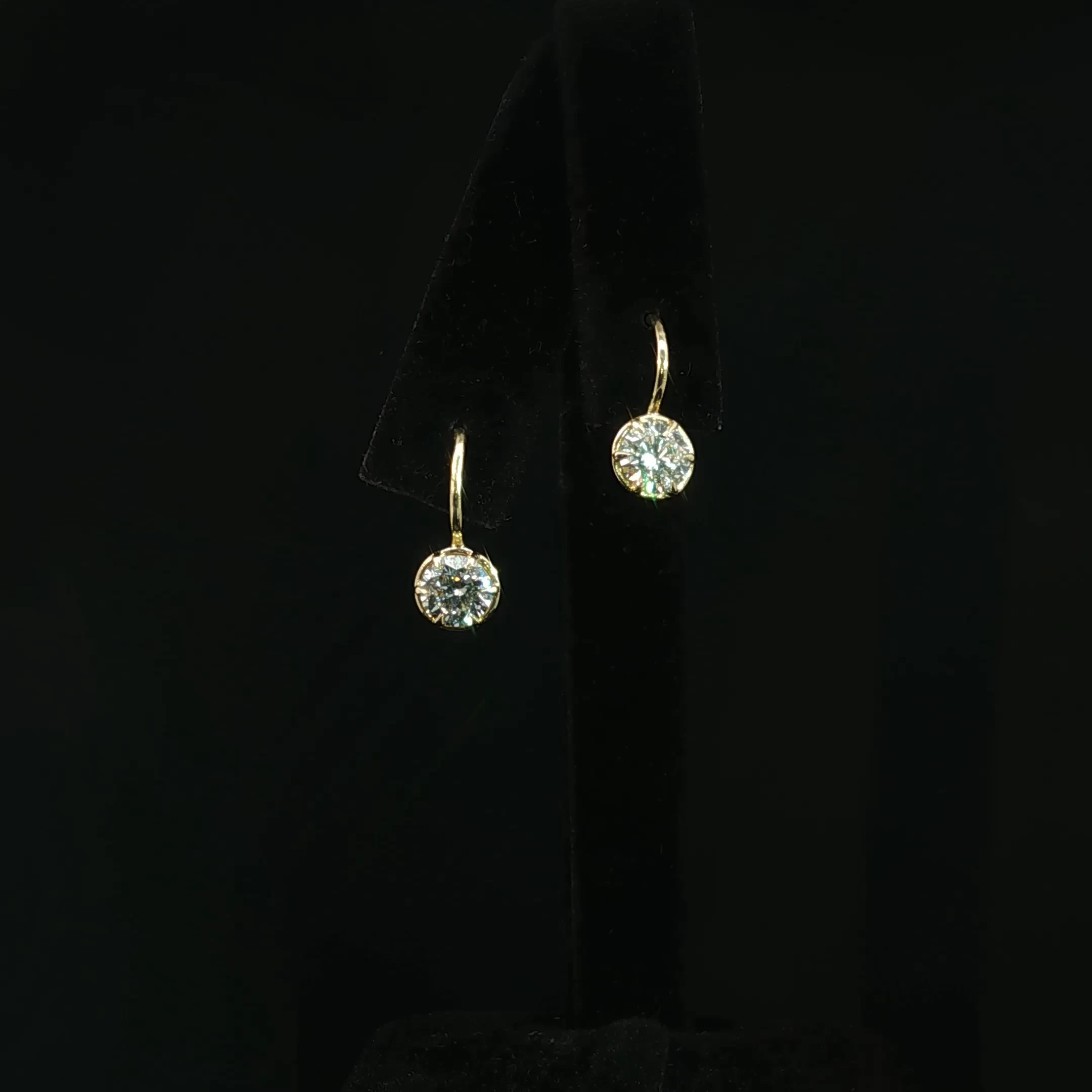 Round Solitaire Drop Lab Grown Diamond Hoop Earrings with 1.46 CTW