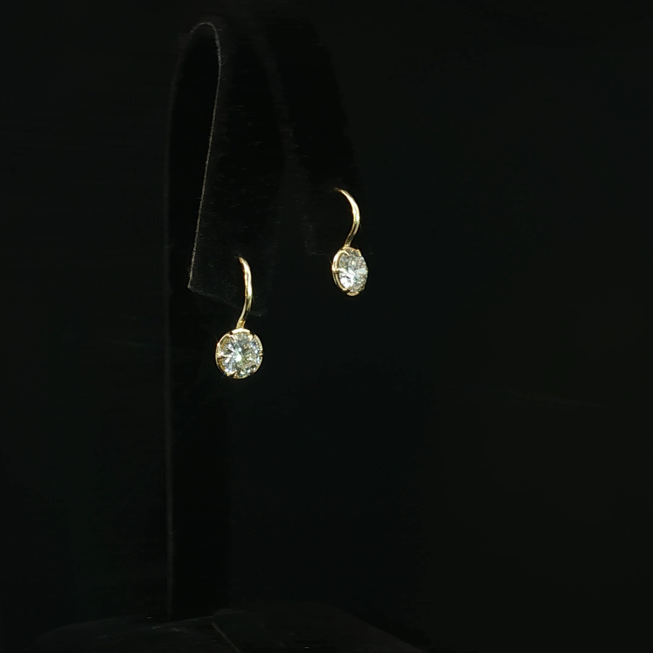 Round Solitaire Drop Lab Grown Diamond Hoop Earrings with 1.46 CTW - Image 2
