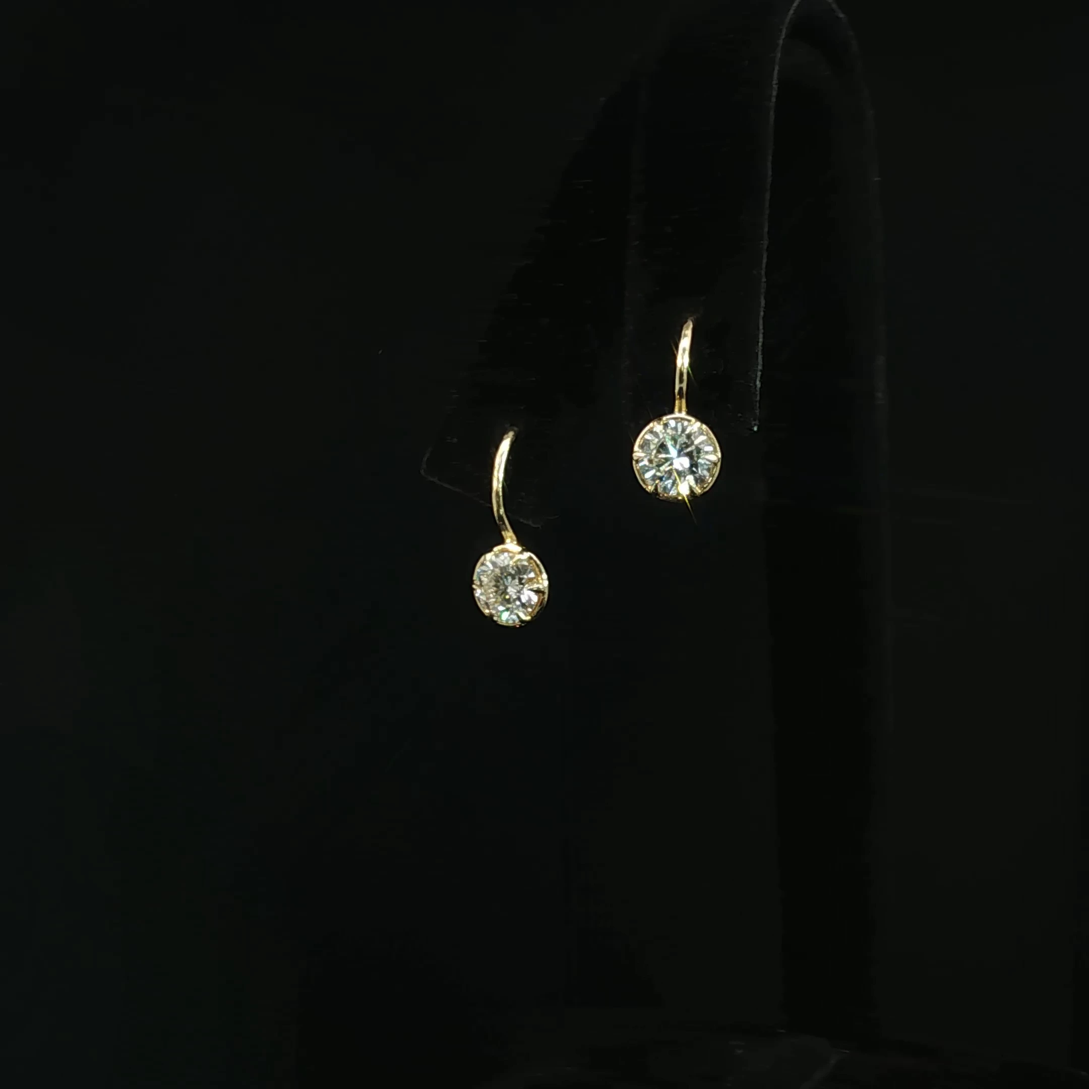 Round Solitaire Drop Lab Grown Diamond Hoop Earrings with 1.46 CTW - Image 3