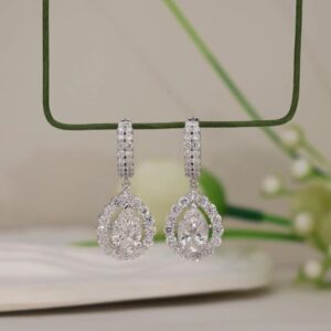 Pear Halo Drop Earrings