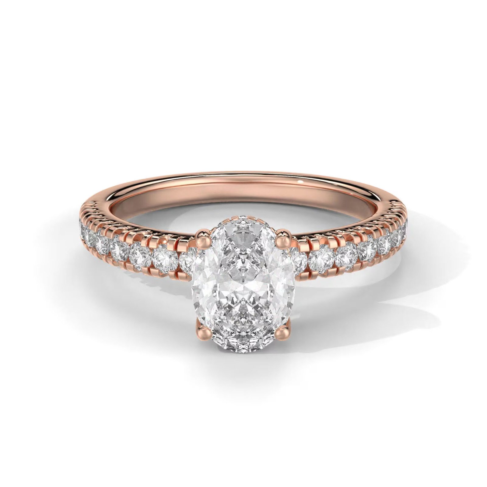 Oval Cut Hidden Halo Engagement Ring - Image 3