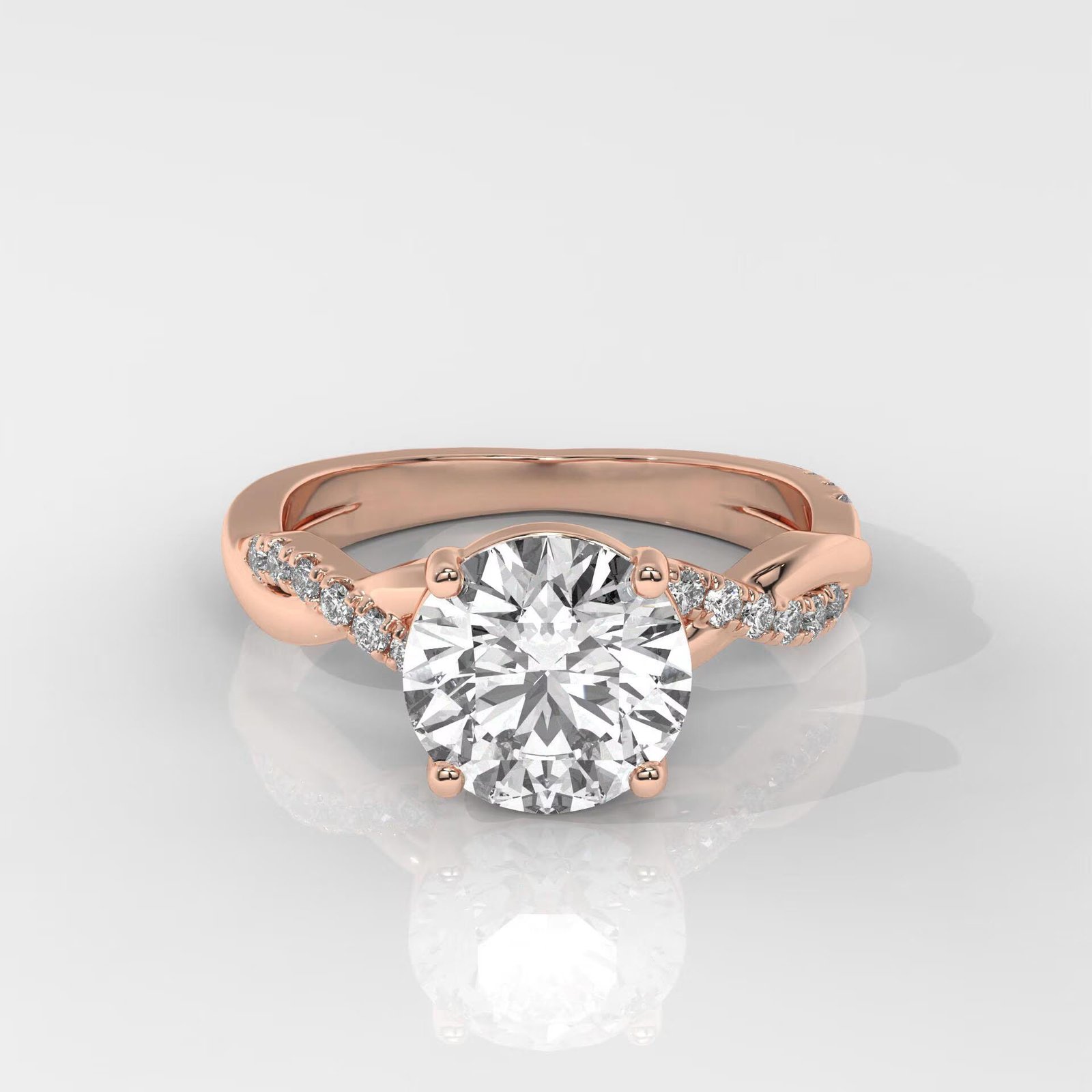 Round Brilliant Cut Engagement Ring with Twisted Band - Image 7