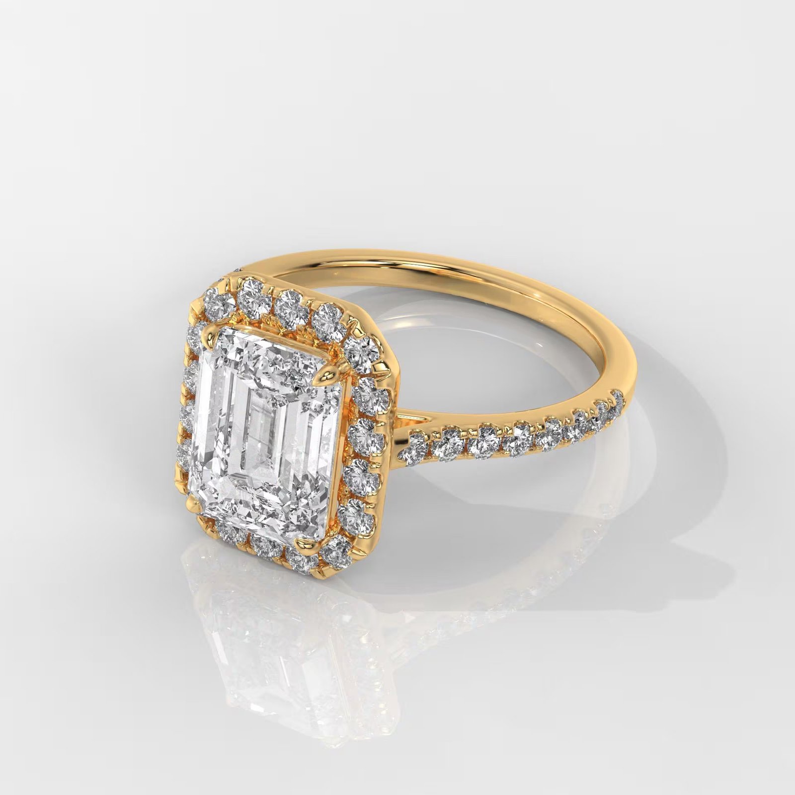 Emerald Cut Lab Grown Diamond Halo Engagement Ring - Image 2