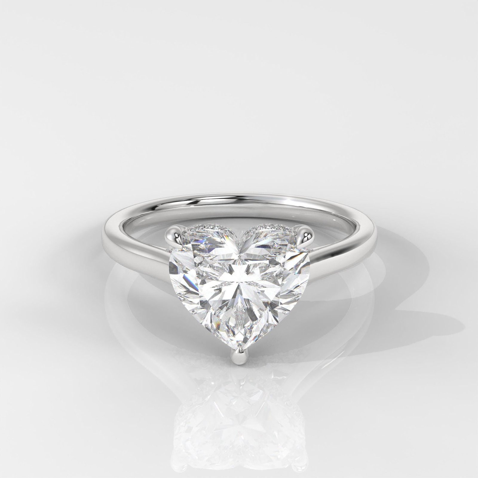 Heart Cut Hidden Halo Enagement Ring - Image 4