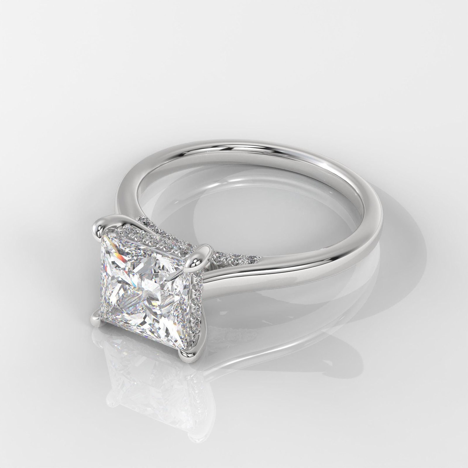 Princess Cut Hidden Halo Enagement Ring - Image 5