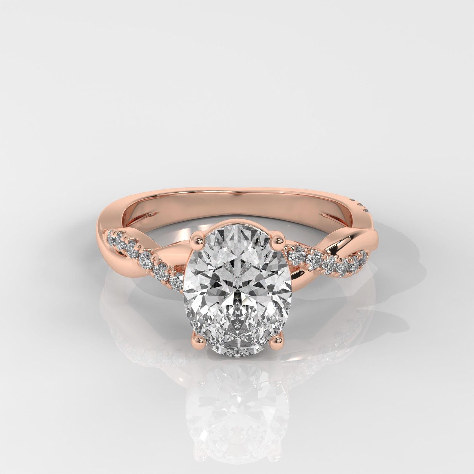 Oval Brilliant Cut Engagement Ring with Twisted Band - Image 8