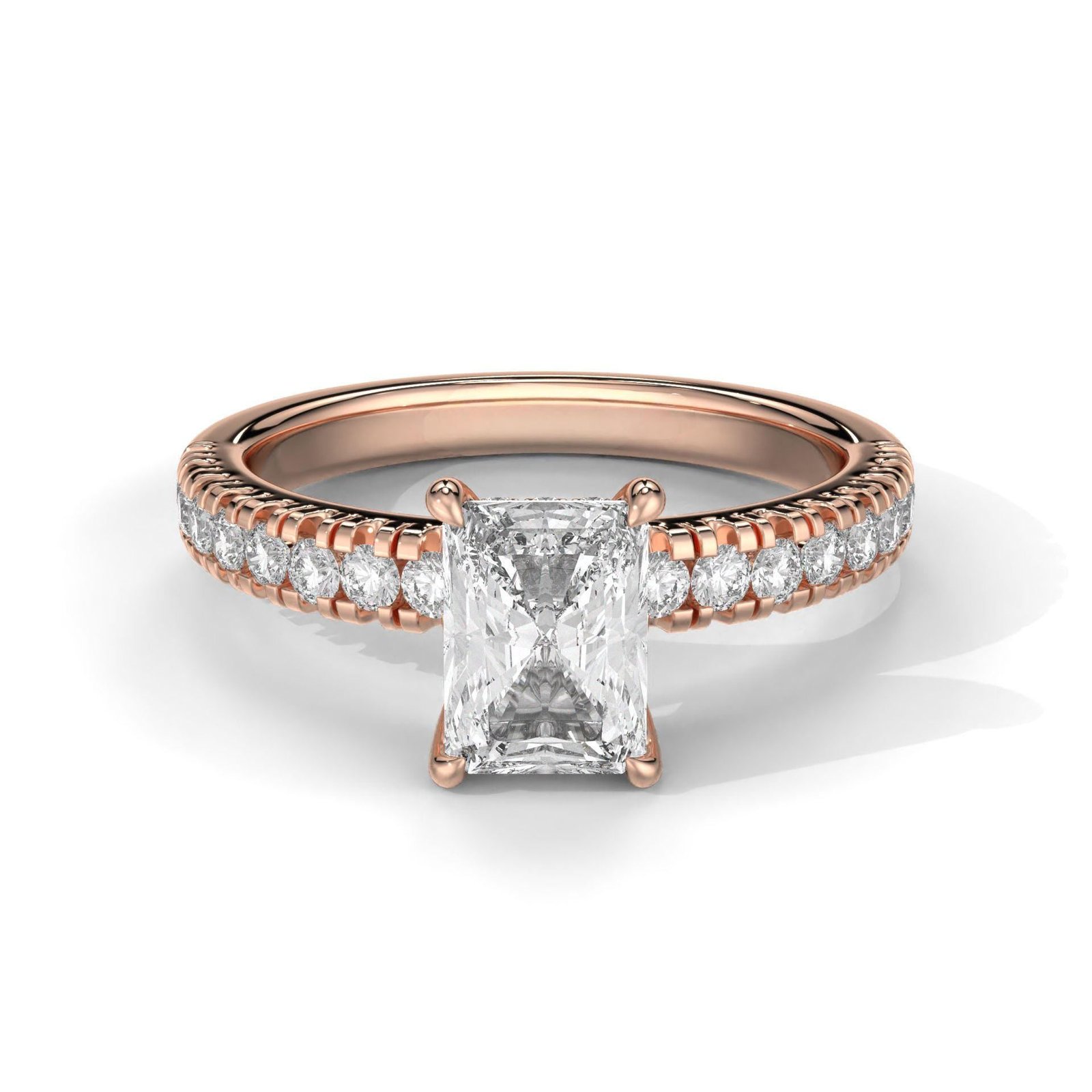 Radiant Cut Diamond Engagement Ring with Side Stones - Image 2