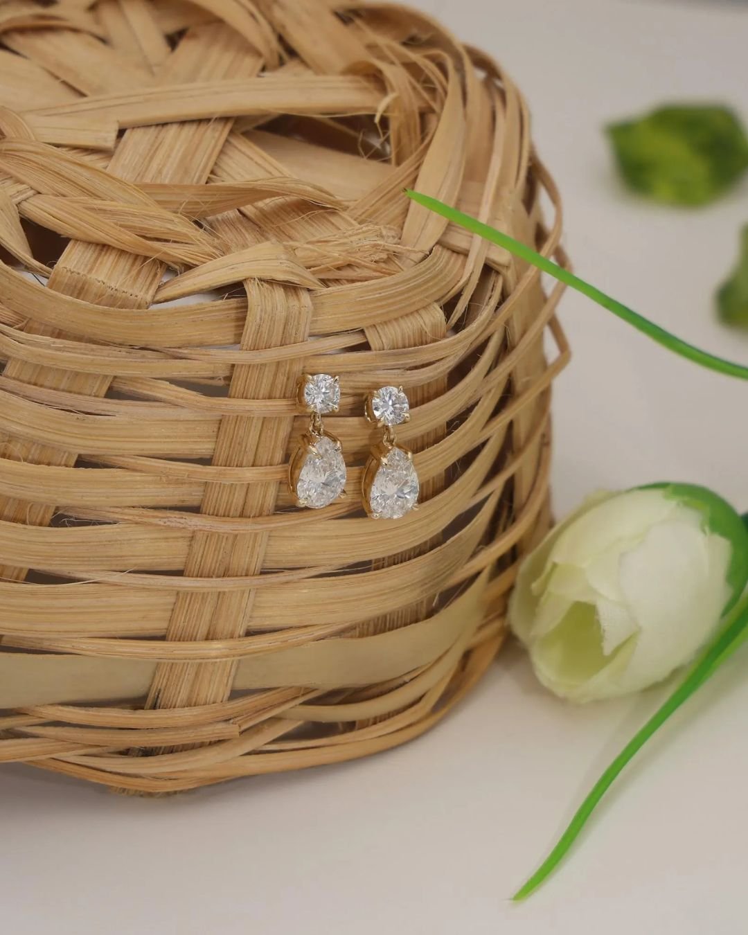 Pear Cut Dnagle Stud Earrings - Image 3
