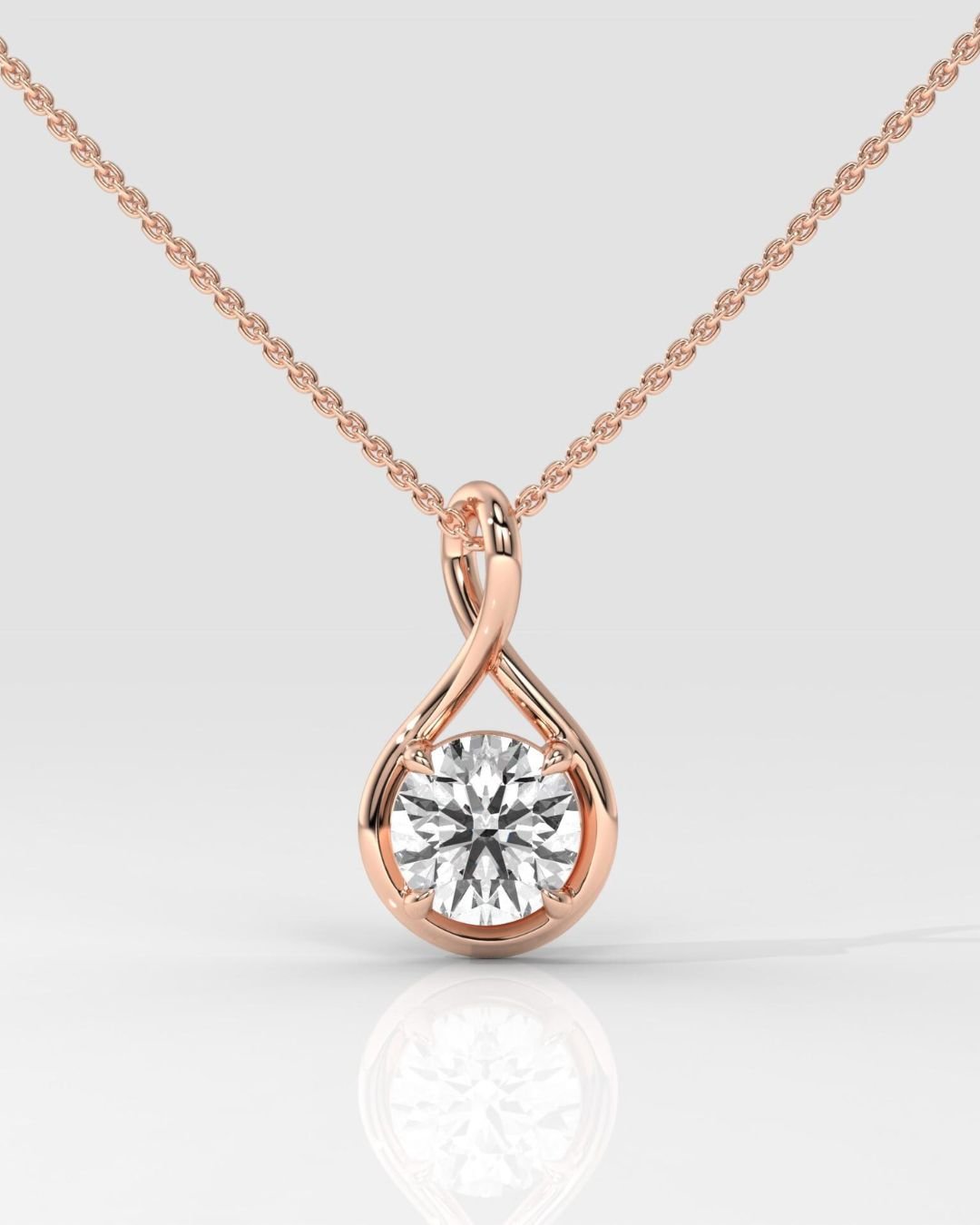 Twisted Round Lab Grown Diamond Solitaire Pendant - Image 5