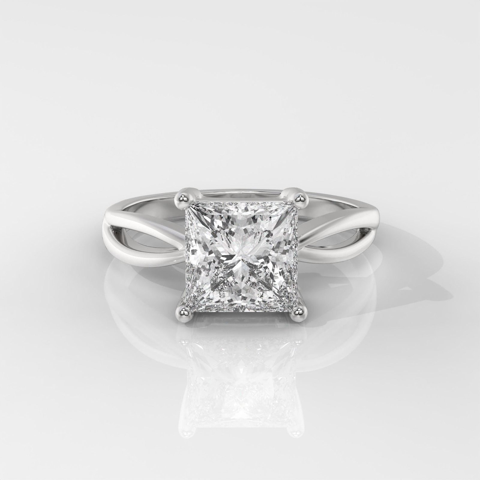 Princess Cut Engagement Ring with Infinity Band - Image 8