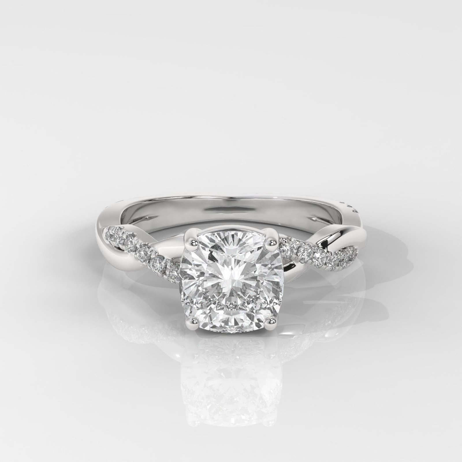 Square Cushion Cut Engagement Ring with Twisted Band - Image 4