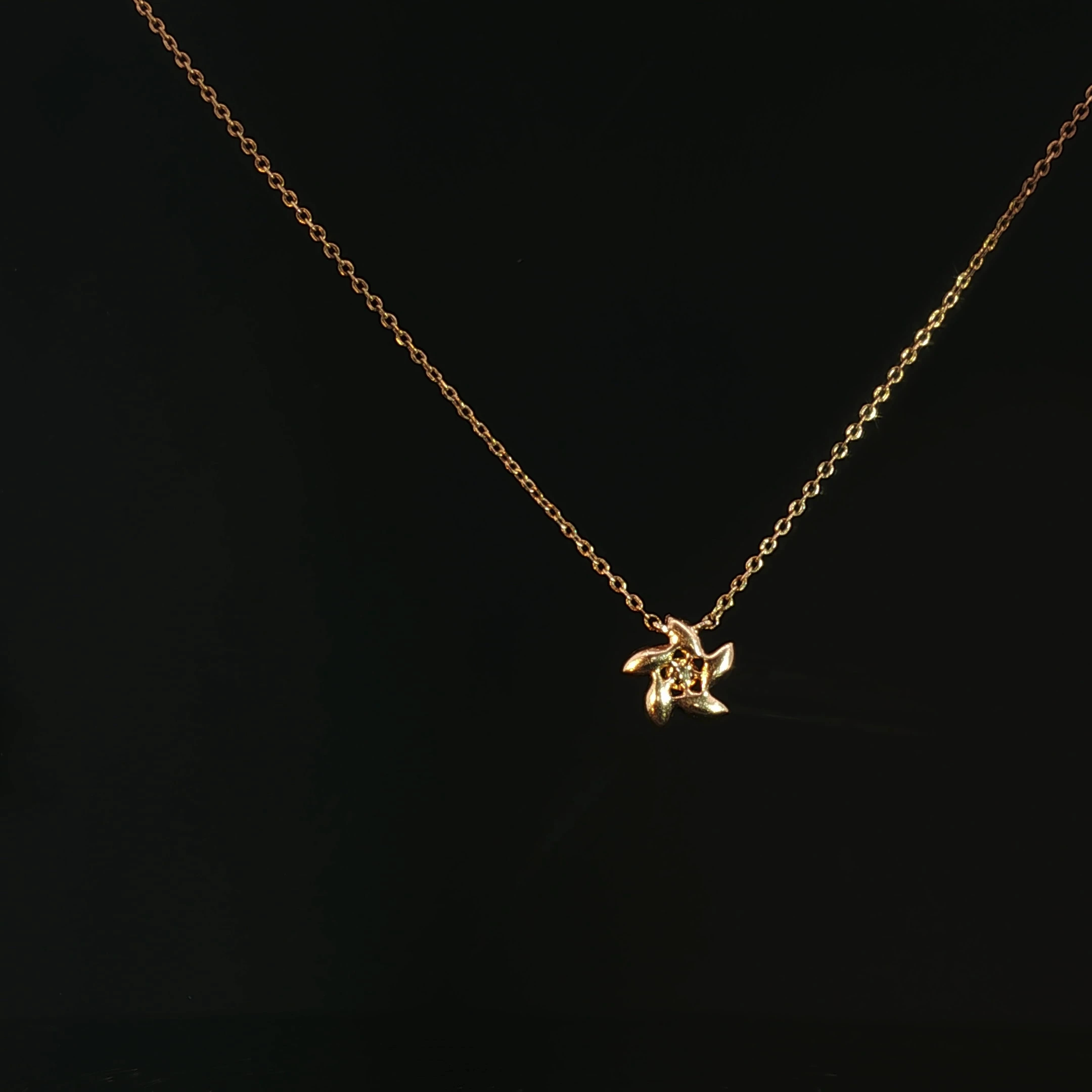 18K Gold Diamond Flower Pendant Necklace - Image 2