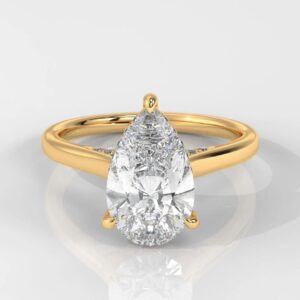 Pear Hidden Halo Engagement Ring