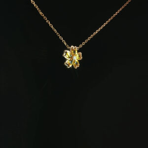 18K Gold Yellow Sapphire Flower Pendant Necklace