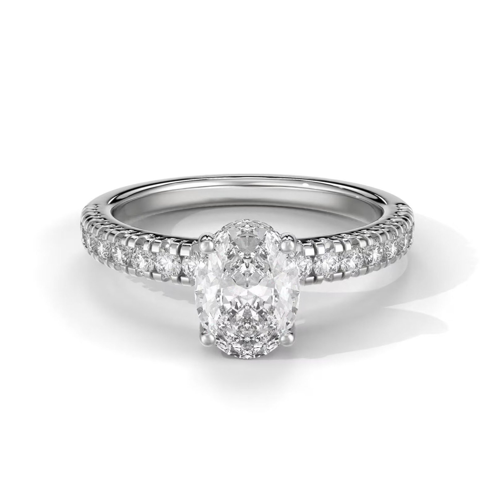 Oval Cut Hidden Halo Engagement Ring - Image 2