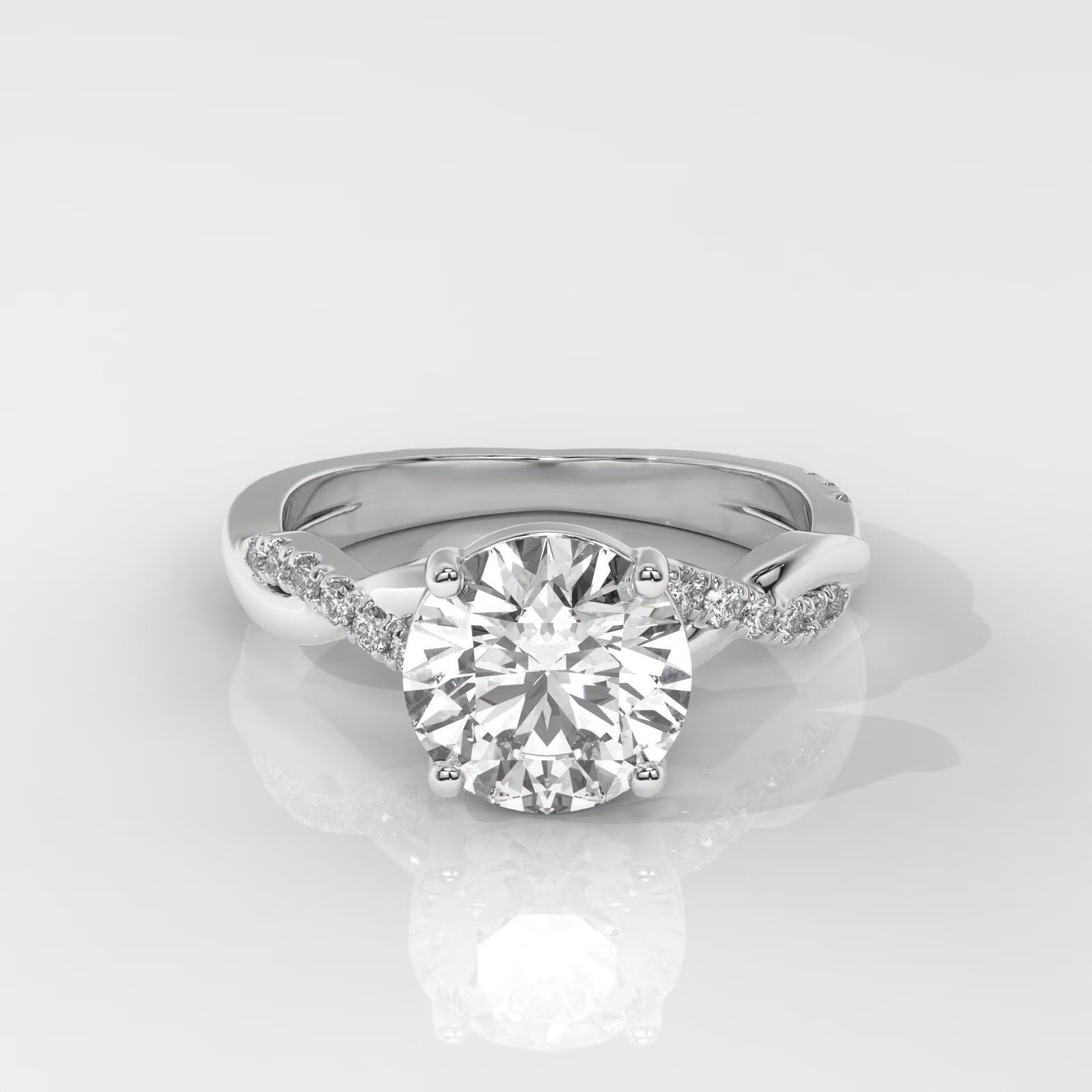 Round Brilliant Cut Engagement Ring with Twisted Band - Image 4