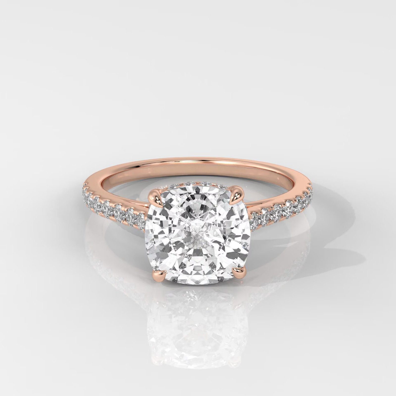 Cushion-Cut Diamond Engagement Ring with Side Stones - Image 7