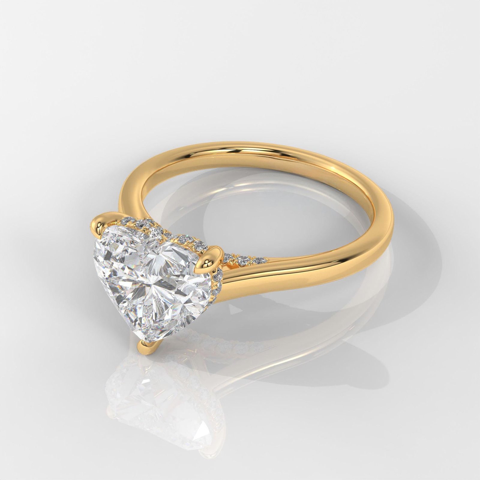 Heart Cut Hidden Halo Enagement Ring - Image 2