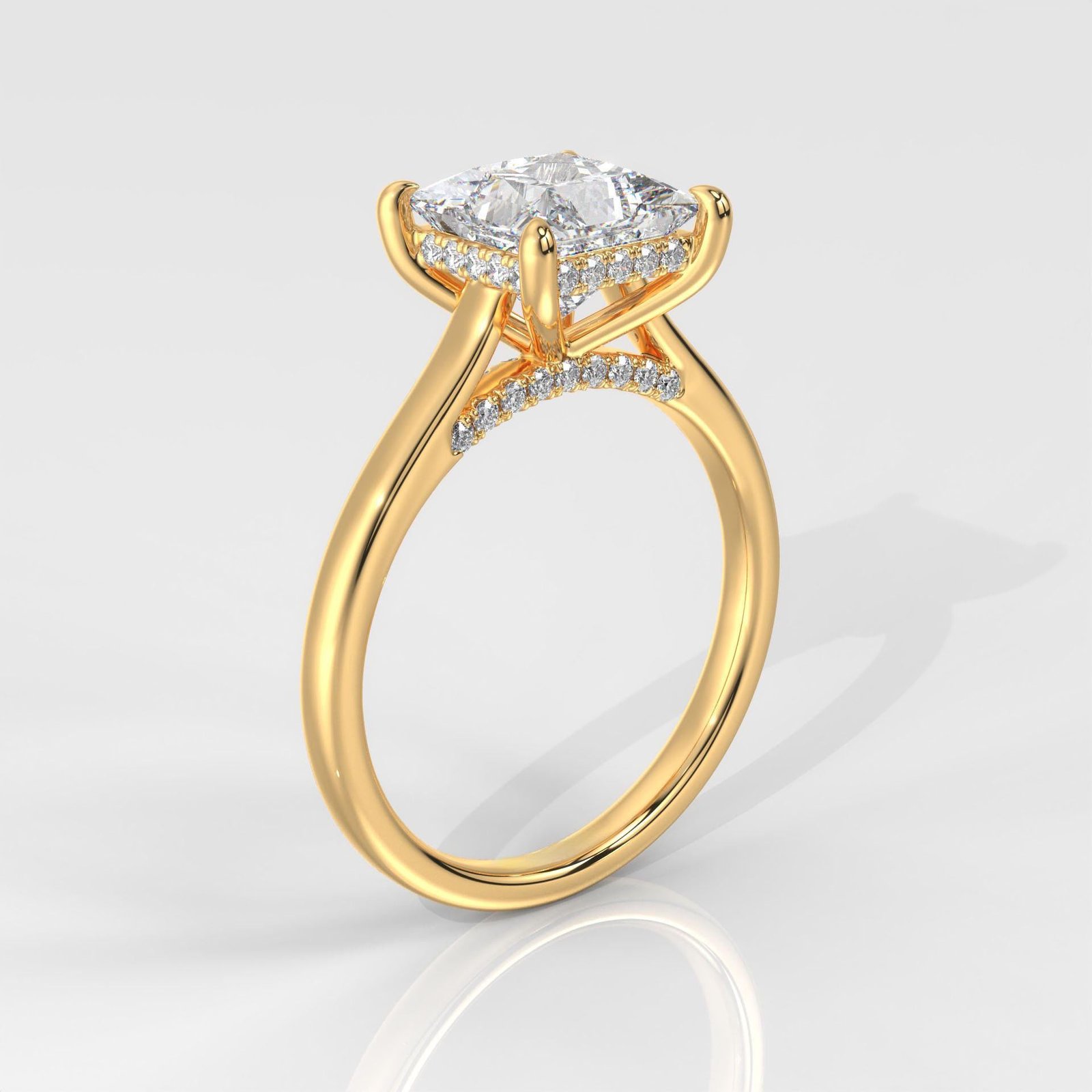 Princess Cut Hidden Halo Enagement Ring - Image 3