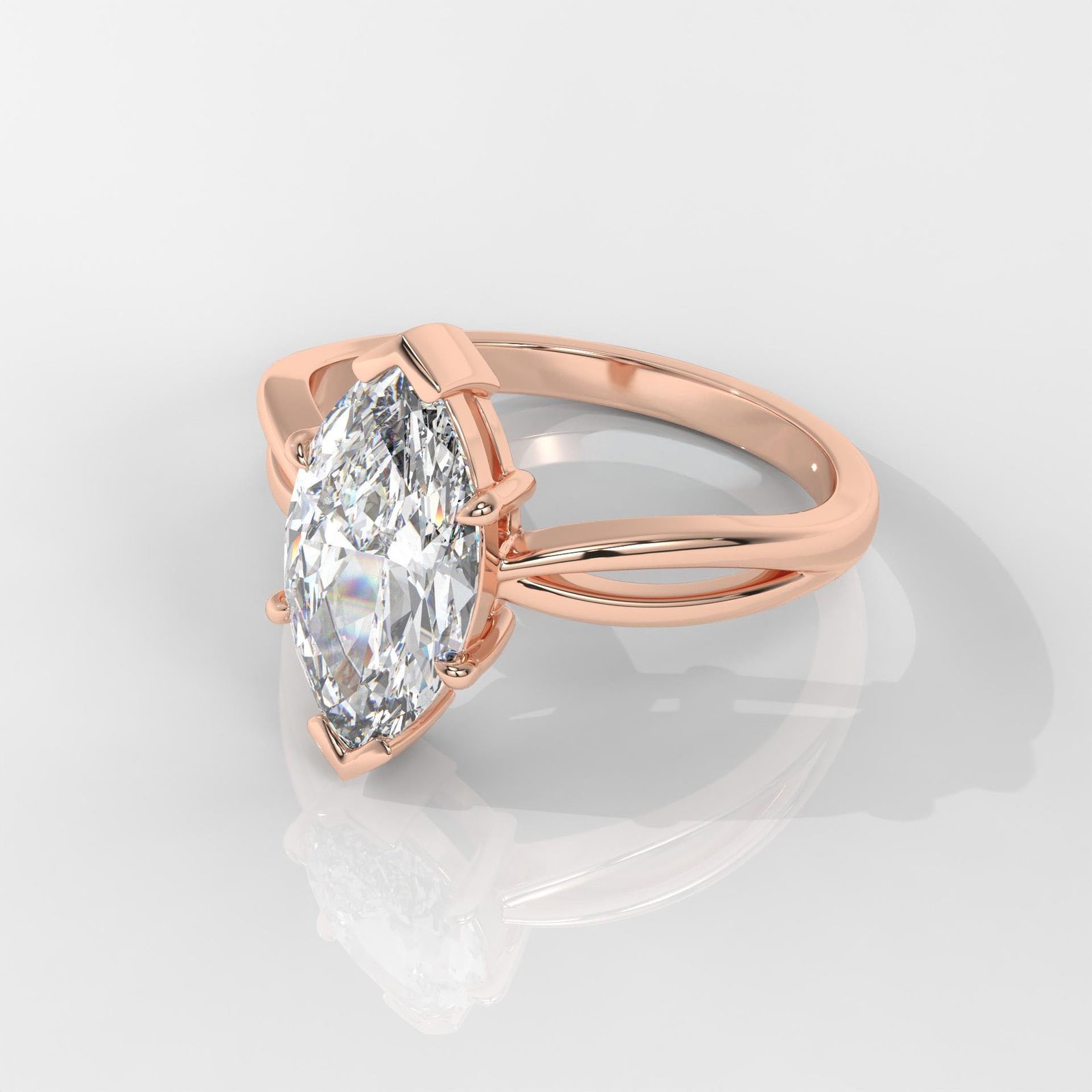 Marquise Cut Solitaire Engagement Ring with Split Shank - Image 8