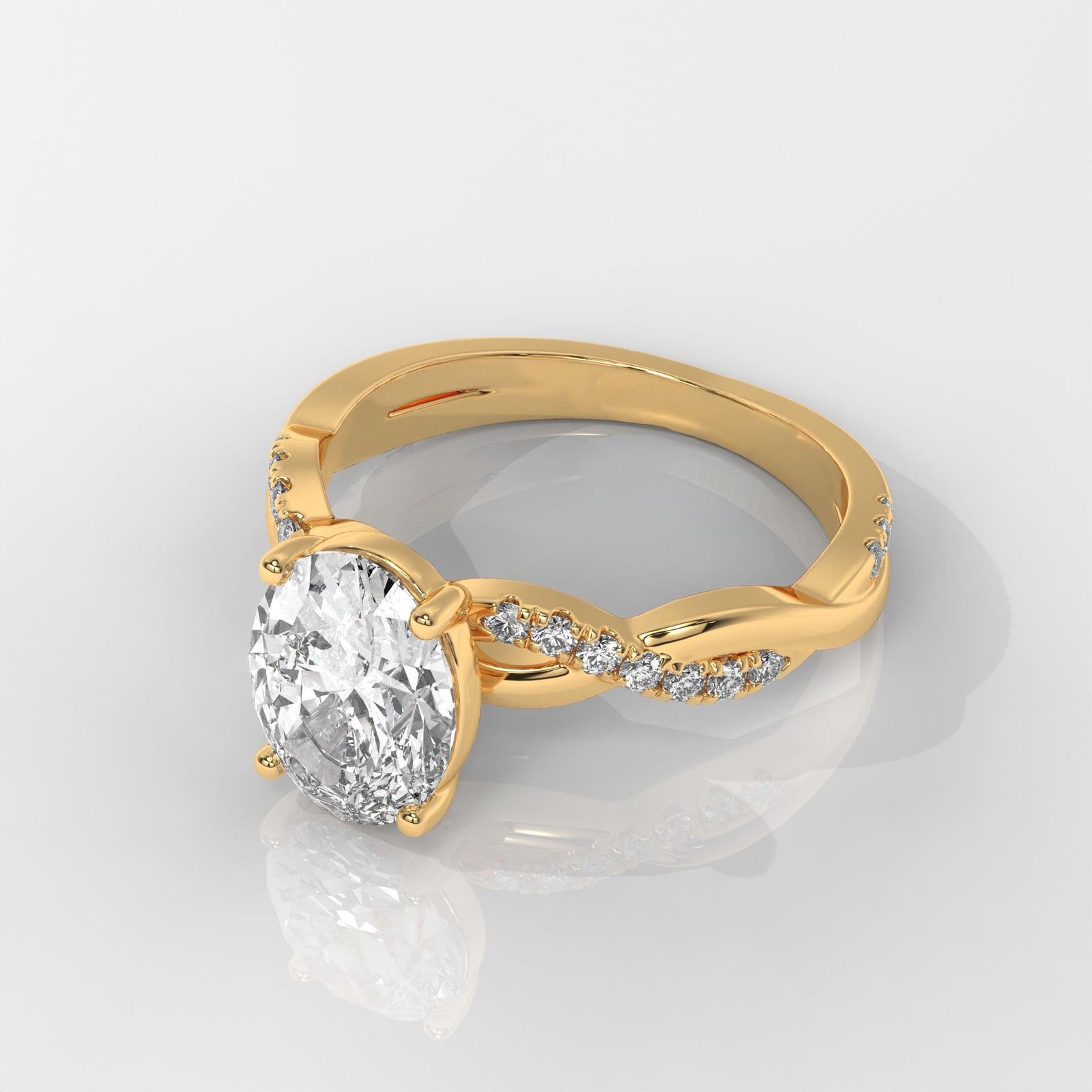 Oval Brilliant Cut Engagement Ring with Twisted Band - Image 2