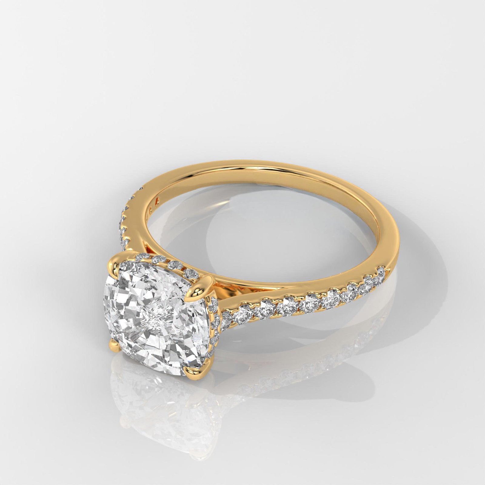 Cushion-Cut Diamond Engagement Ring with Side Stones - Image 2