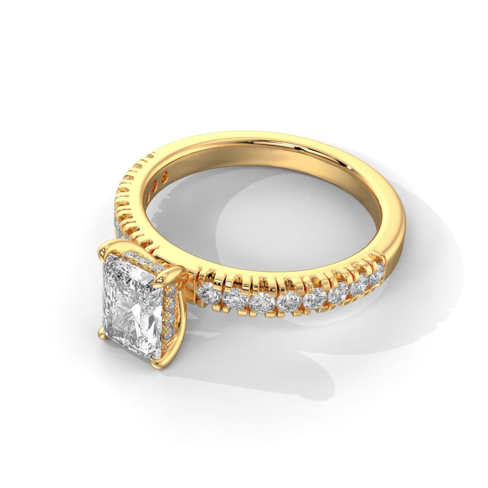 Radiant Cut Diamond Engagement Ring with Side Stones - Image 4