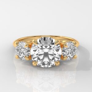 Cushion Cut Brilliant Three Stone Diamond Engagement Ring