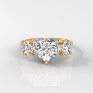 Three Stones Heart Cut Engagement Ring
