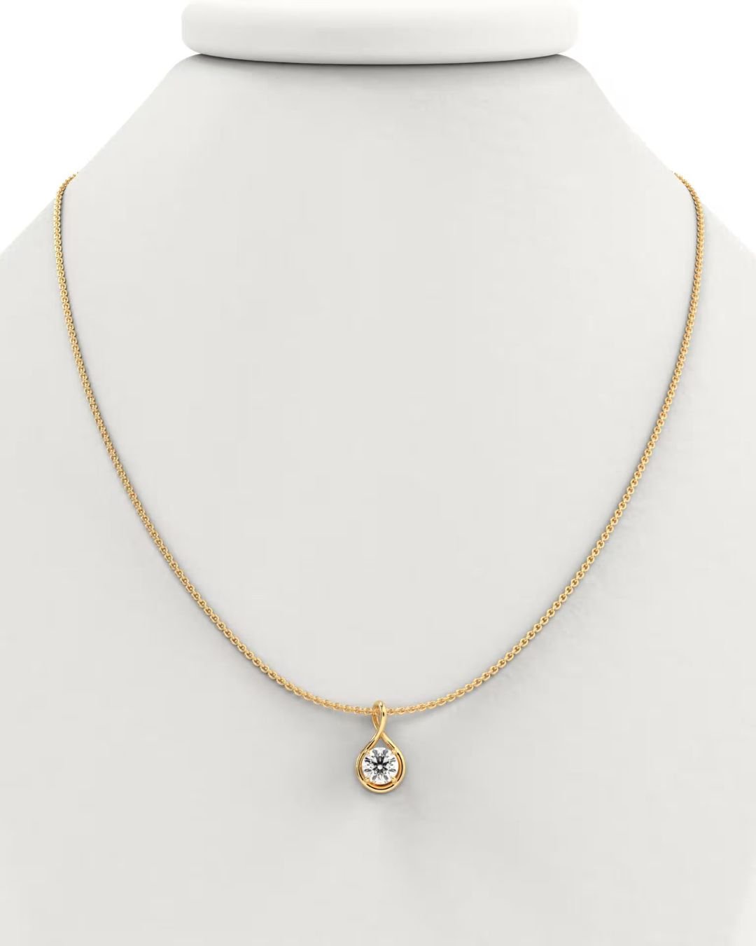 Twisted Round Lab Grown Diamond Solitaire Pendant - Image 3