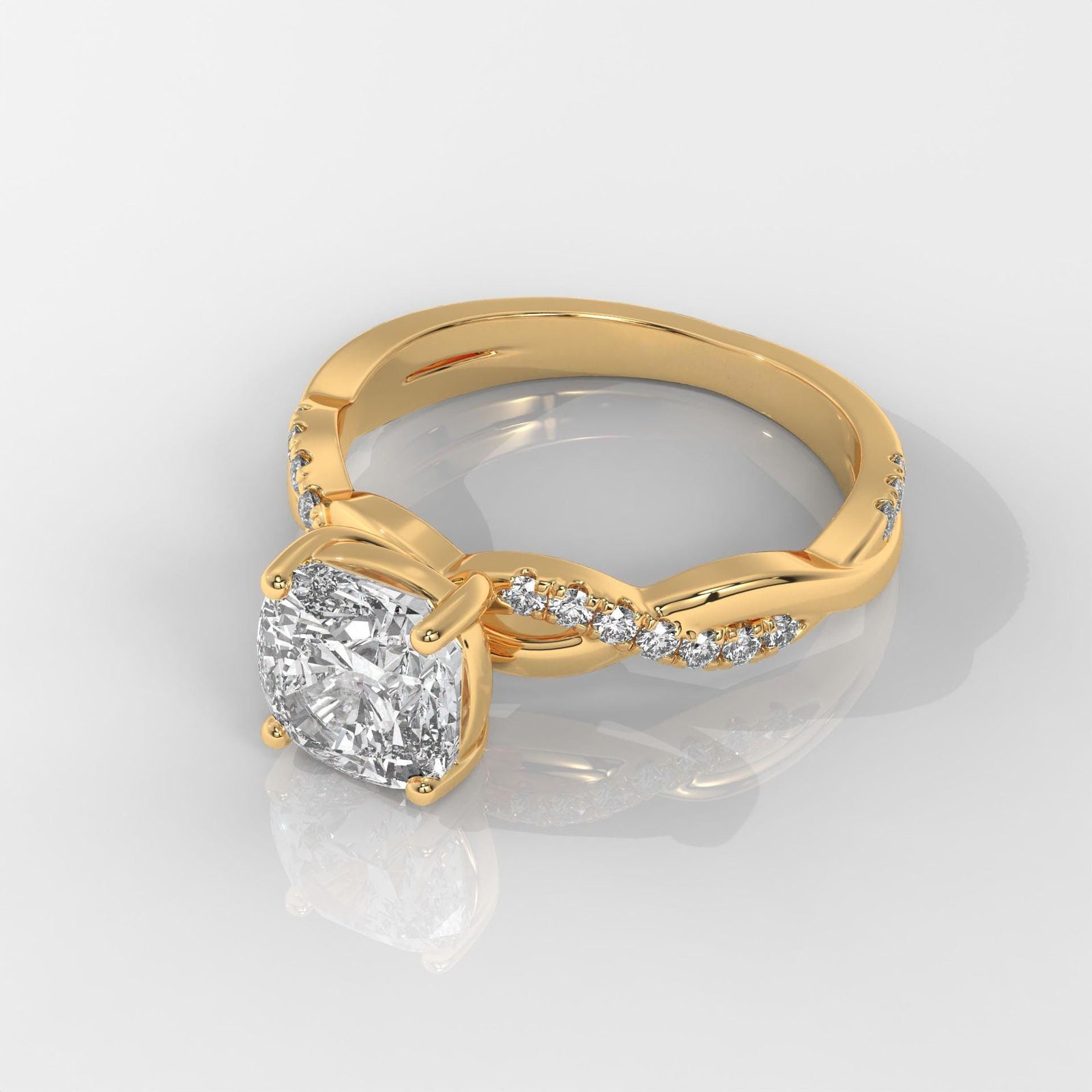 Square Cushion Cut Engagement Ring with Twisted Band - Image 2