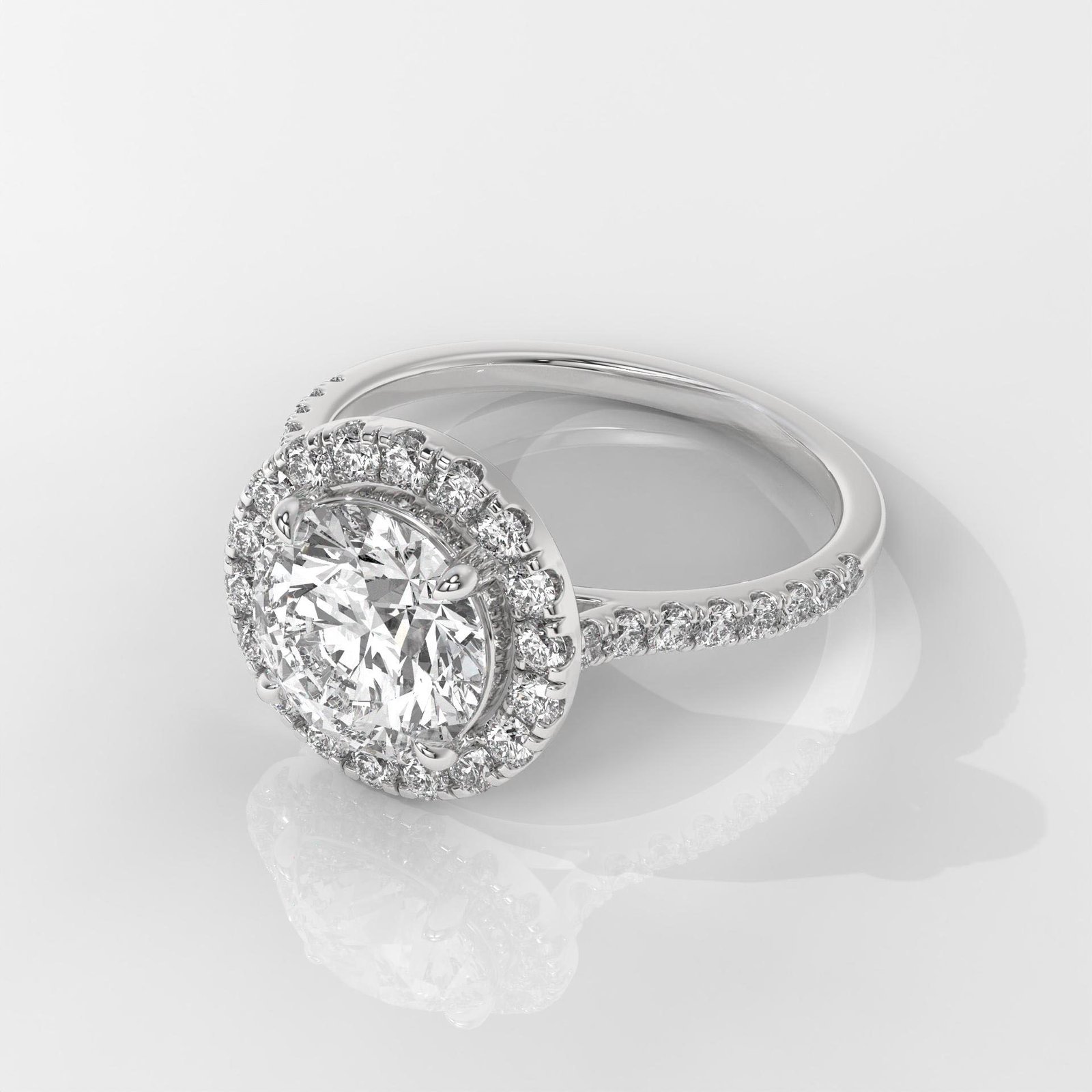 Round Halo IGI Certified Engagement Ring - Image 5