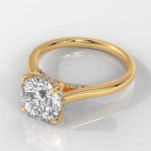 Round Cut Hidden Halo Engagement Ring