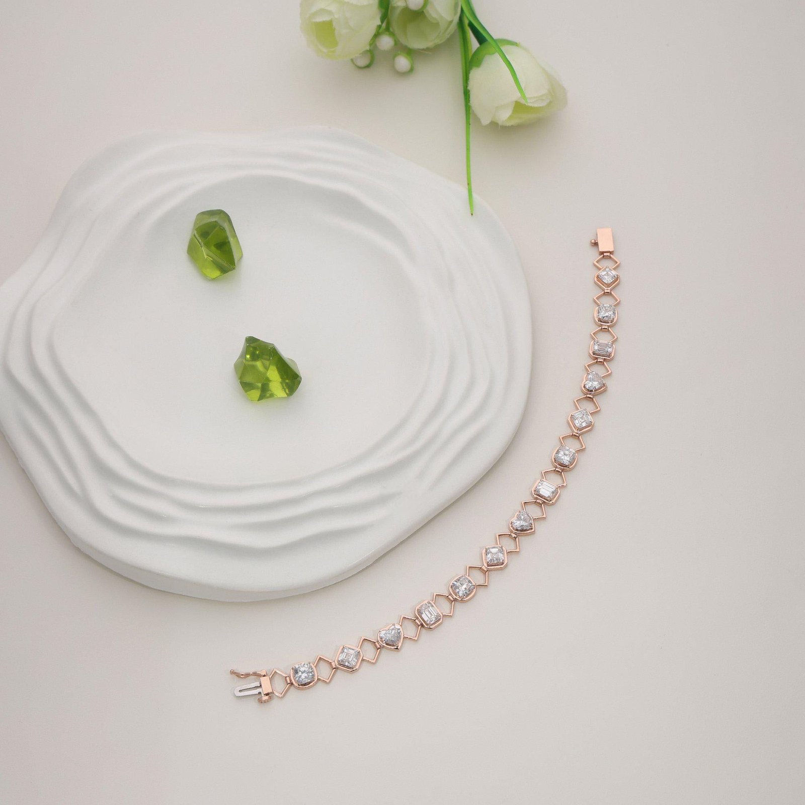 Multi Shape Lab Grown Diamond Zig Zag Bracelet - Image 5