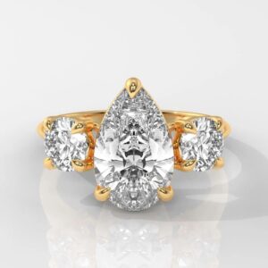 Pear Cut Three Stone Diamond Engagement Ring