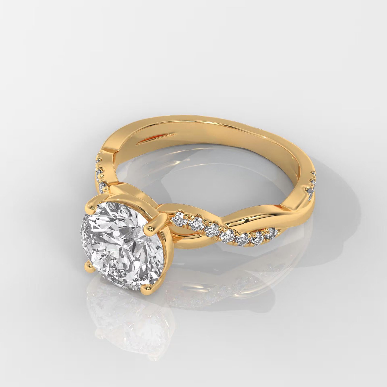 Round Brilliant Cut Engagement Ring with Twisted Band - Image 2
