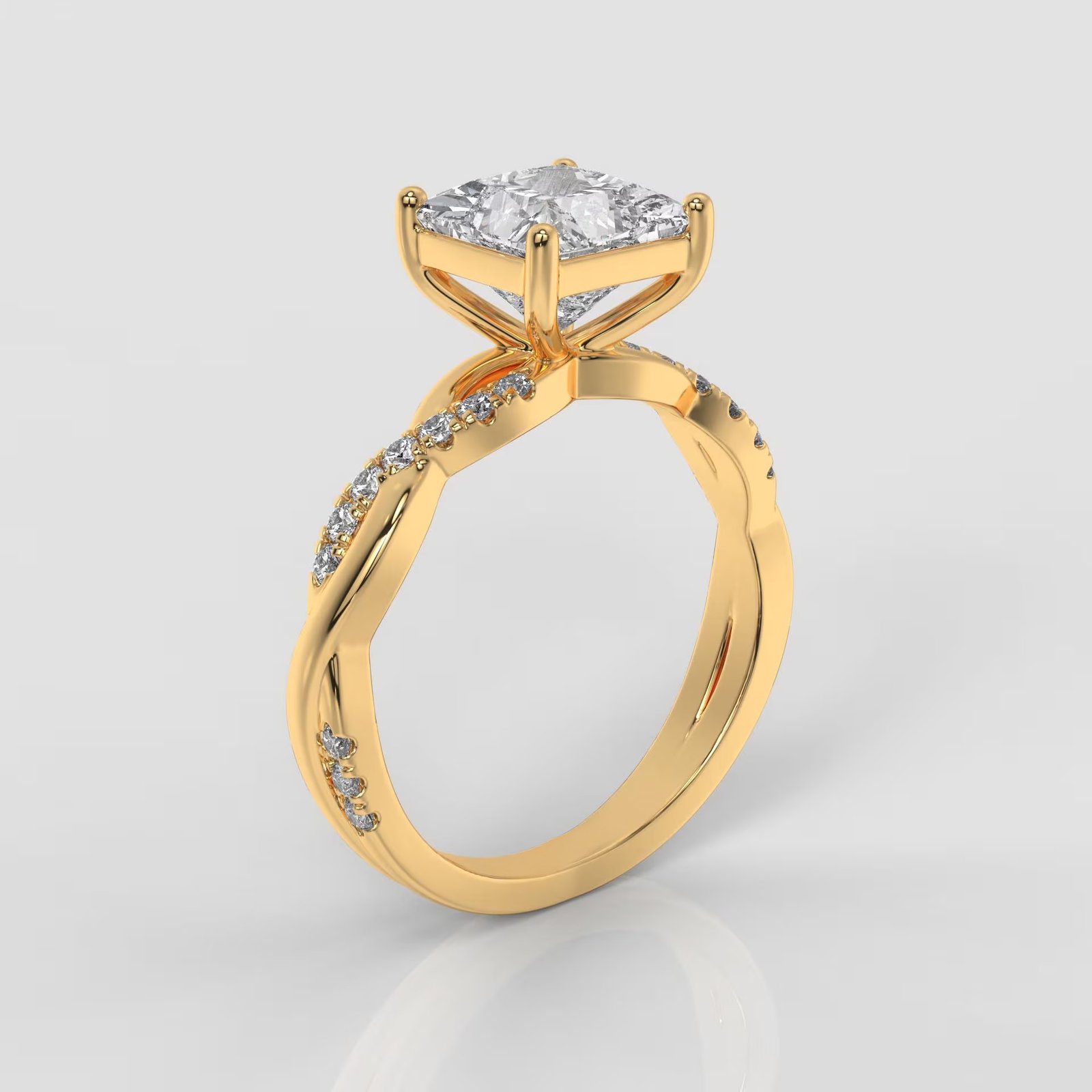 Princess Cut Twisted Band Engagement Ring - Image 2