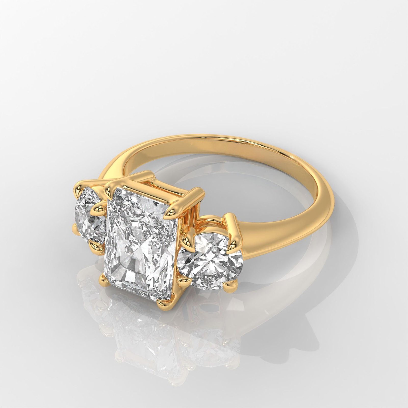Three Stone Radiant Cut Engagement Ring - Image 4