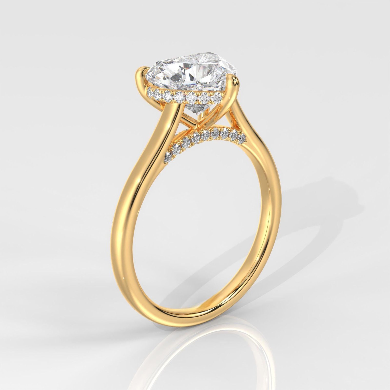 Heart Cut Hidden Halo Enagement Ring - Image 3