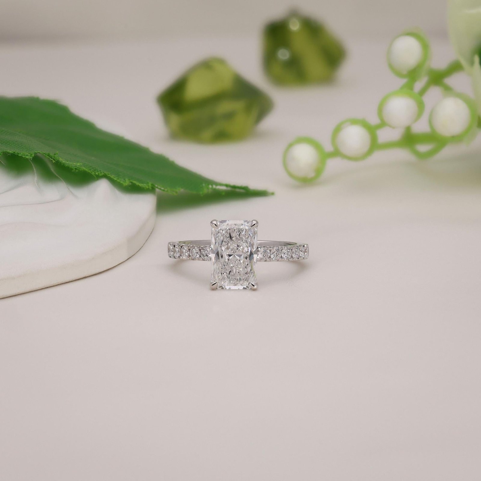 Radiant-Cut Diamond Engagement Ring with Pave Band - Image 5