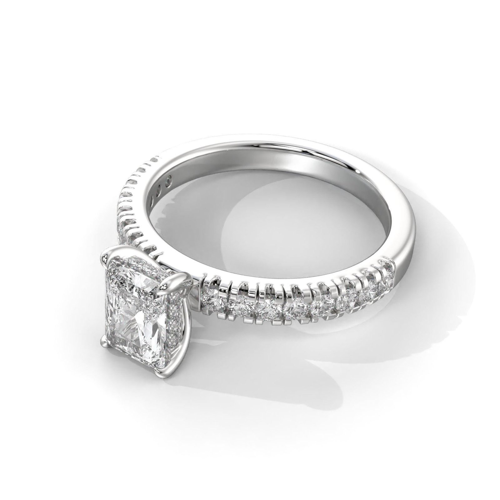 Radiant Cut Diamond Engagement Ring with Side Stones - Image 5