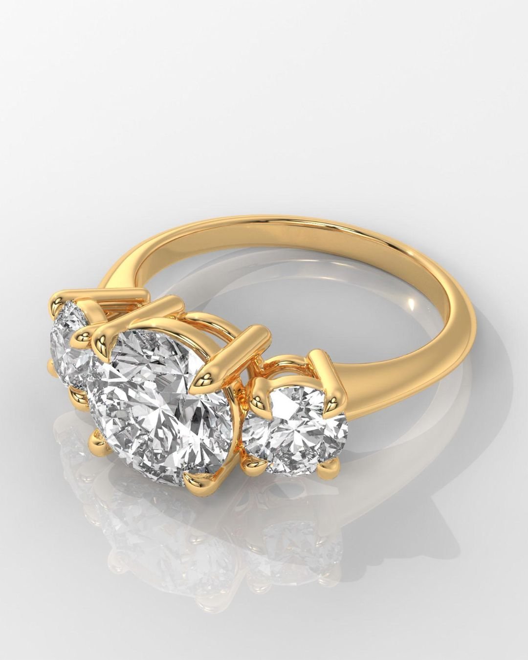 Cushion Cut Brilliant Three Stone Diamond Engagement Ring - Image 4