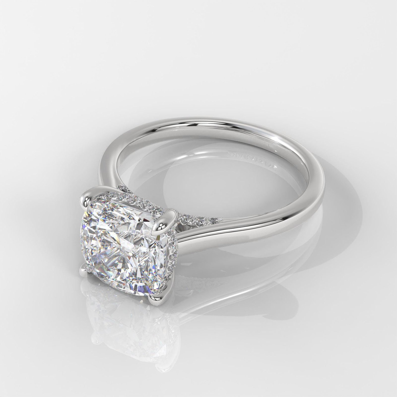 Square Cushion Hiddden Halo Engagement Ring - Image 5