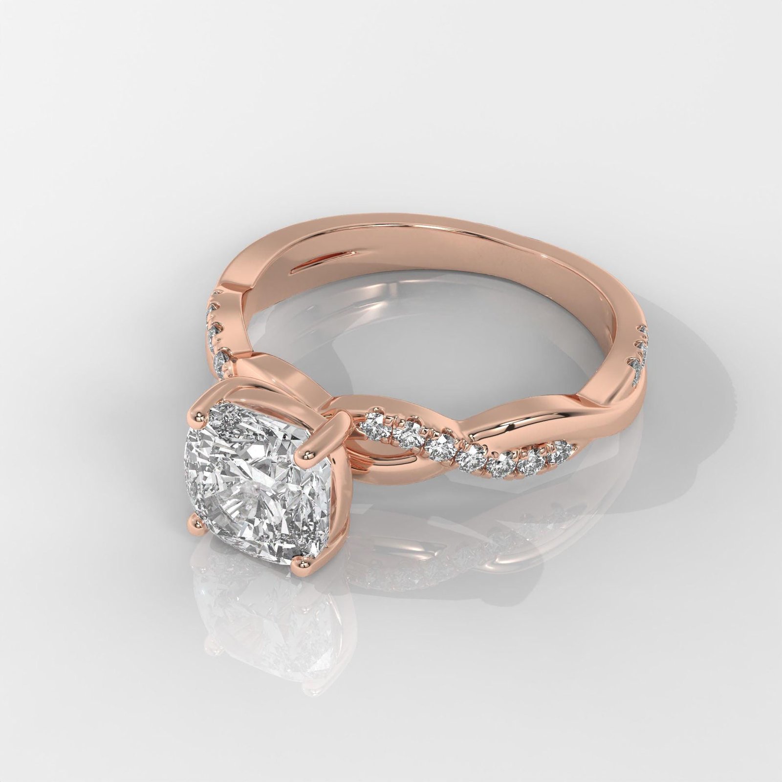 Square Cushion Cut Engagement Ring with Twisted Band - Image 8