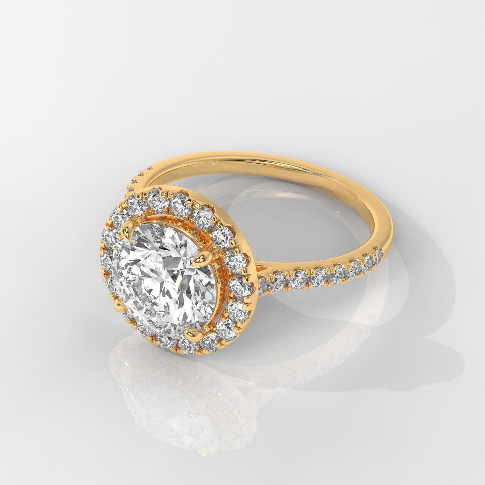 Round Halo IGI Certified Engagement Ring - Image 2