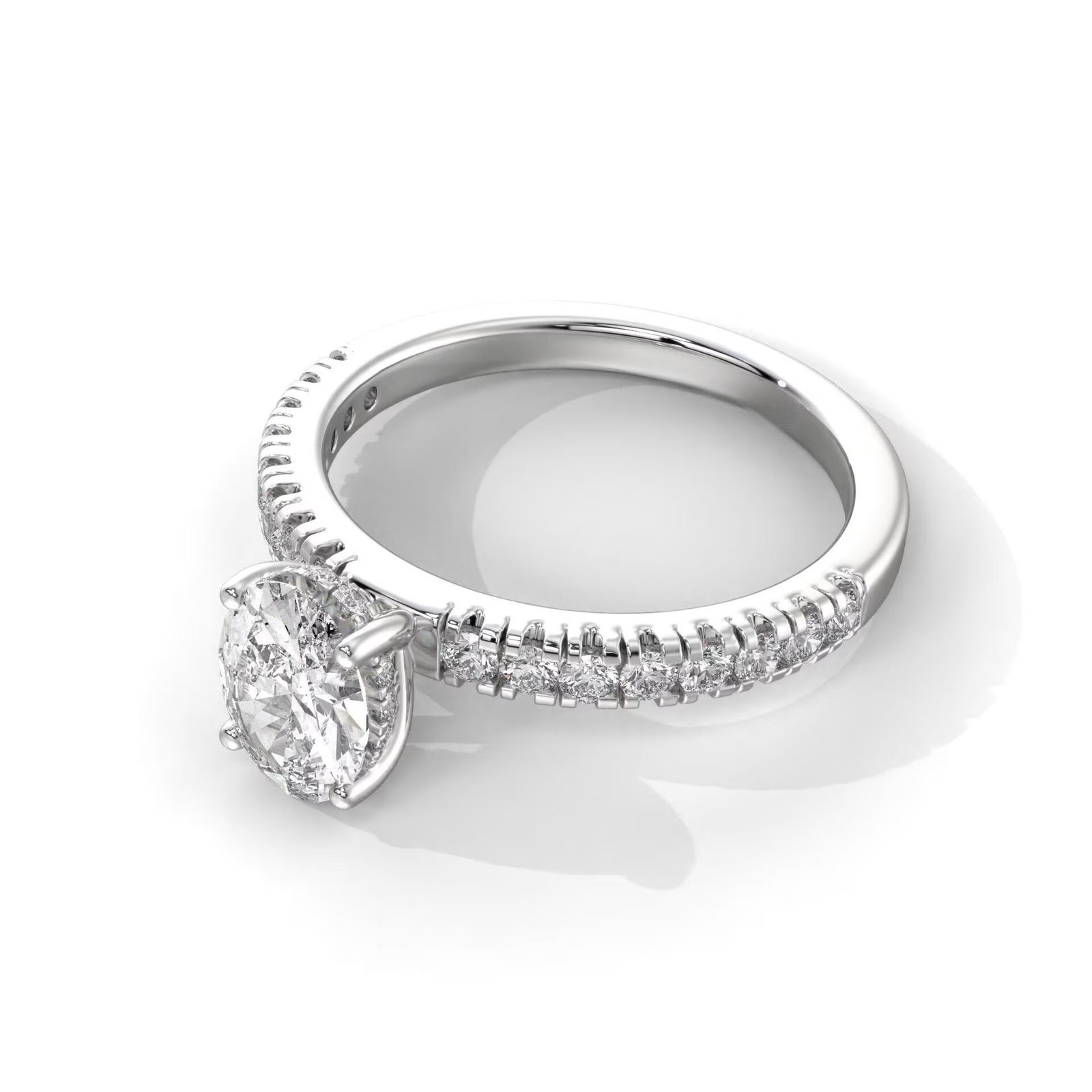 Oval Cut Hidden Halo Engagement Ring - Image 5