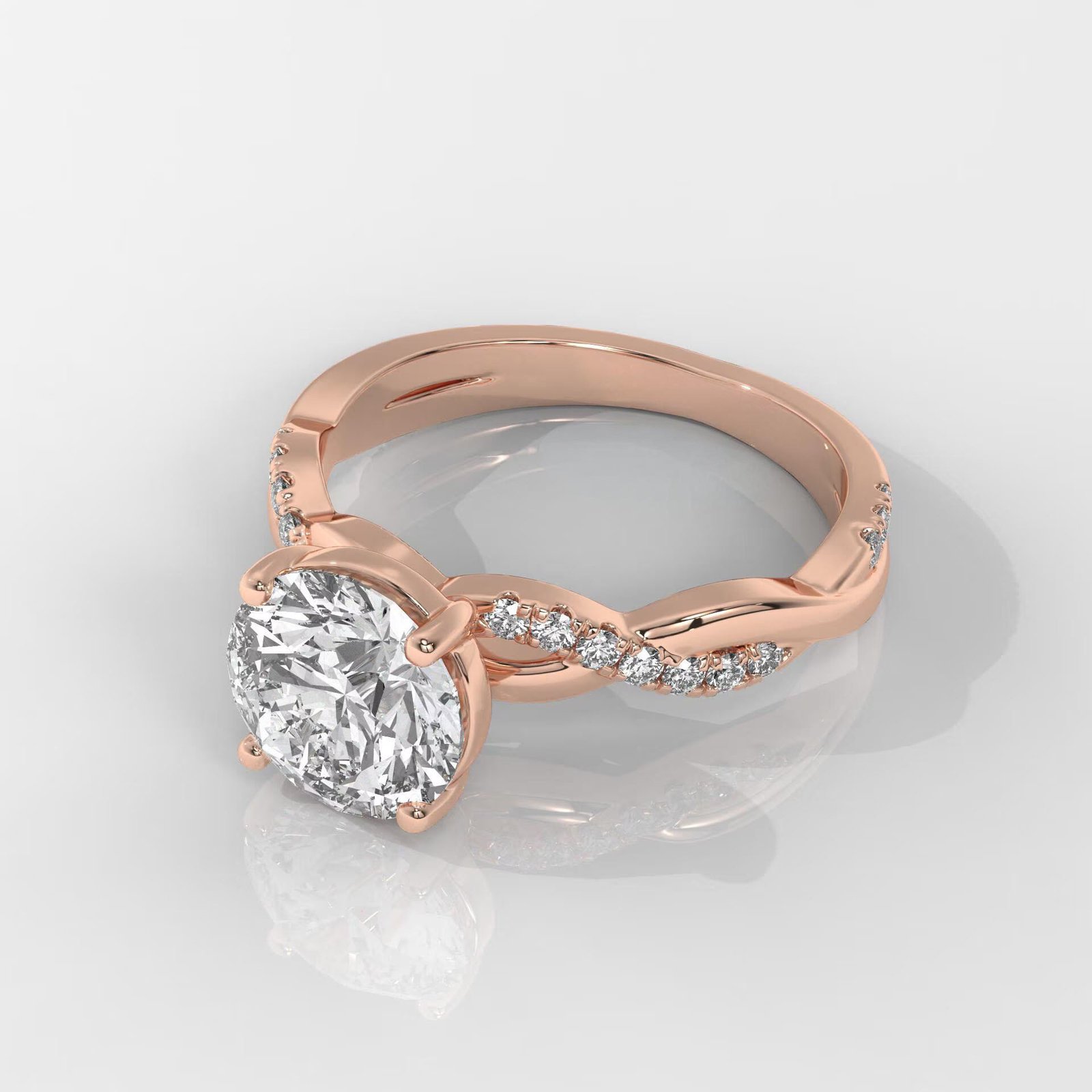 Round Brilliant Cut Engagement Ring with Twisted Band - Image 8