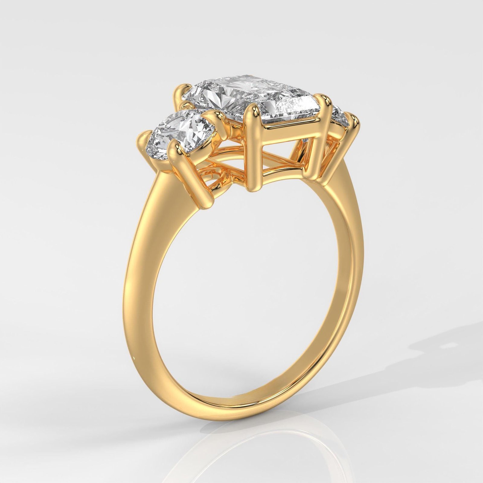 Three Stone Radiant Cut Engagement Ring - Image 5