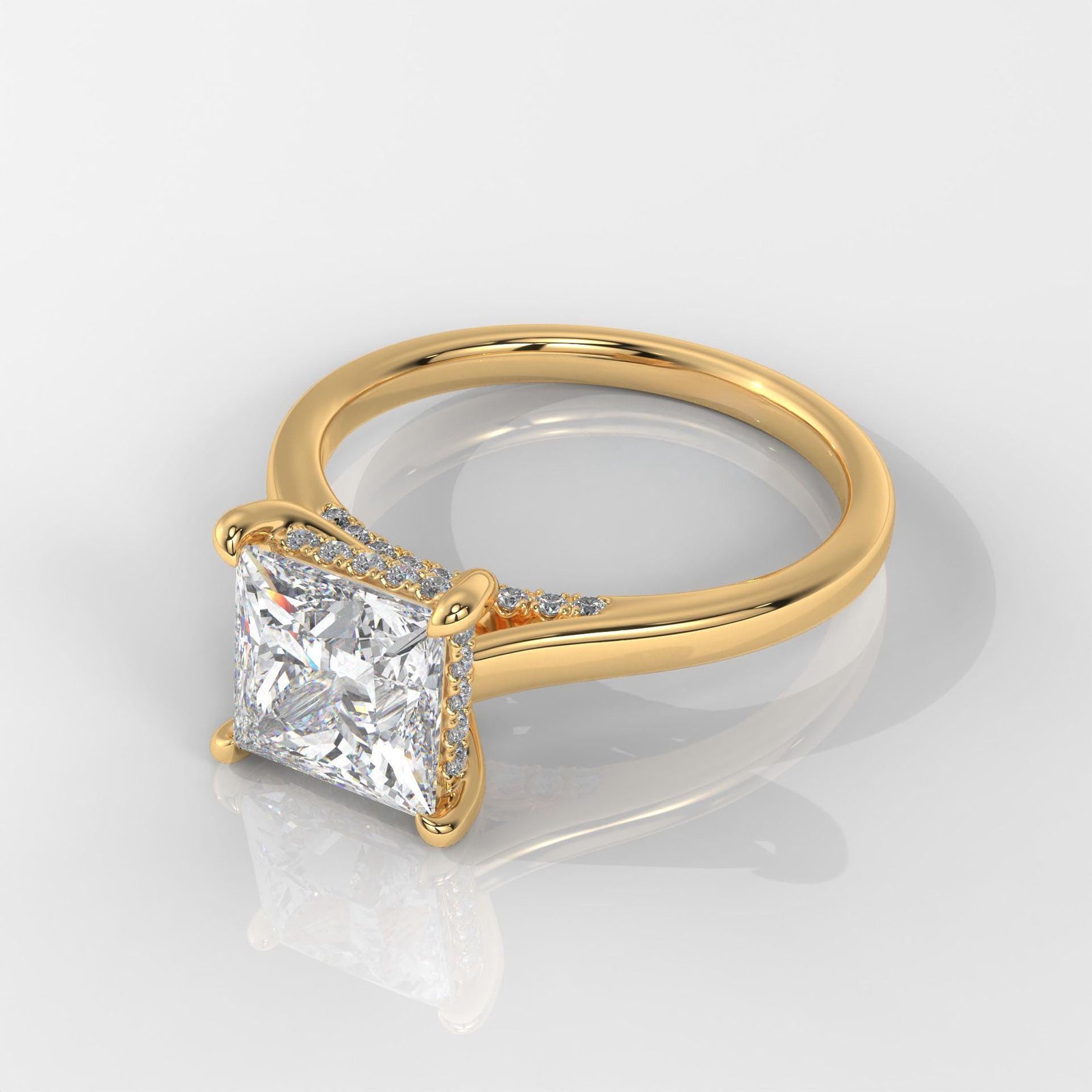 Princess Cut Hidden Halo Enagement Ring - Image 2